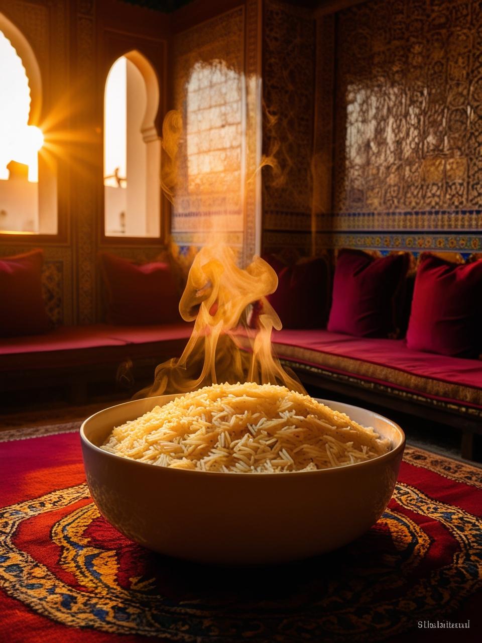 Arroz Basmati en un comedor arabe